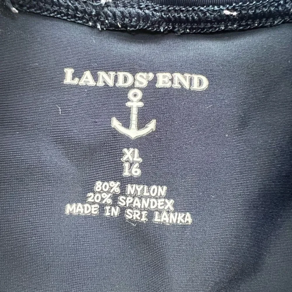 Lands’ End Rashguard swim top long sleeve navy blue girls / kids size XL / 16